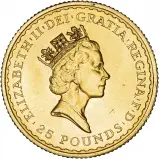 1991 Gold Uncirculated 0.25 Ounce Britannia Coin Single United Kingdom The Royal Mint obverse