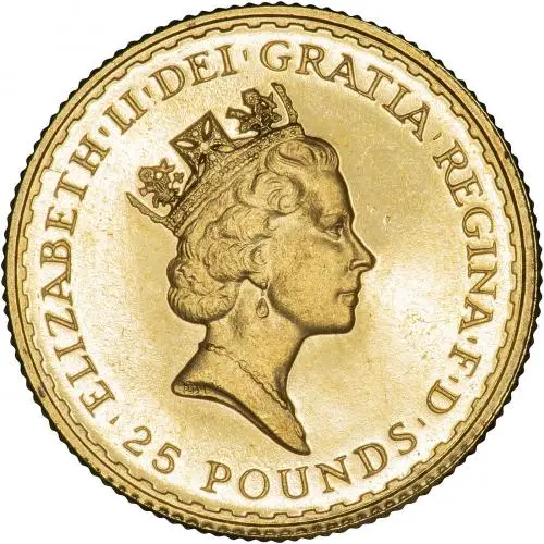 1993 Gold Uncirculated 0.25 Ounce Britannia  Coin Single United Kingdom The Royal Mint obverse