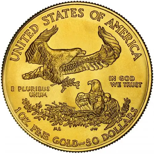 2001 1 oz Gold Eagle $50 Bullion Coin  reverse chards image crop