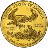 2001 1 oz Gold Eagle $50 Bullion Coin  reverse chards image crop