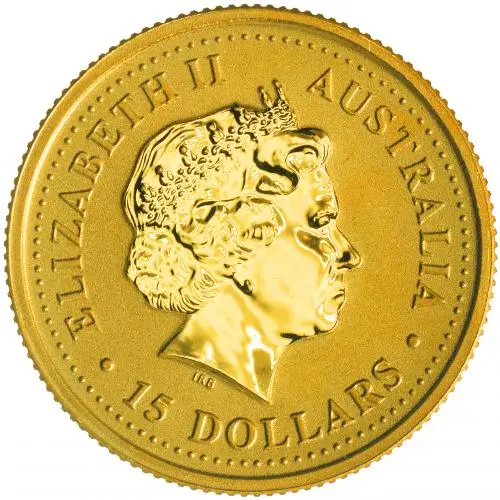 2001 Gold 0.1 oz Kangaroo Nugget $15 Perth Mint Bullion Coin obverse 1
