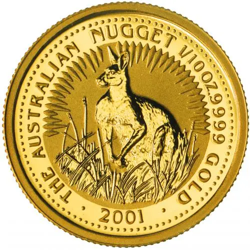 2001 Gold 0.1 oz Kangaroo Nugget $15 Perth Mint Bullion Coin reverse 1