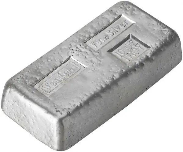 Silver Bullion Ungraded 10 Ounce Best Value  Bar Single Pre-Owned Venters side view