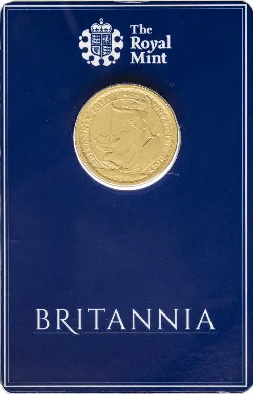 2015 Gold Uncirculated 0.25 Ounce Britannia  Coin In Card United Kingdom The Royal Mint reverse