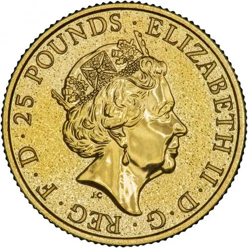 2018 Gold Bullion Ungraded 0.25 Ounce Queen's Beasts Red Dragon of Wales  Coin Single United Kingdom The Royal Mint obverse