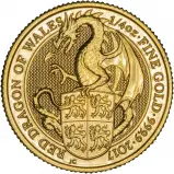 2017 0.25 oz Queen's Beasts Red Dragon of Wales Gold Bullion Coin