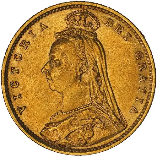 Gold Half Sovereign Best Value - Victoria Jubilee Shield Bullion Coin obverse Gs 