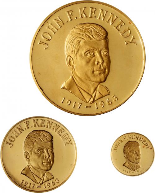 1963 Gold JFK 3 Medallion Gregory & Co Set | Chards