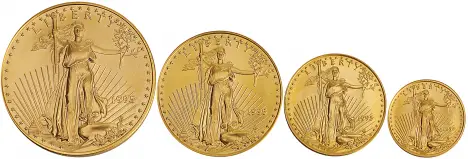 1995 Gold BU Eagle  Coin Without Box Without Cert United States of America 4 Coins obverse