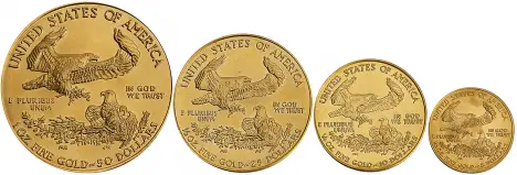 1995 Gold Eagle Coin Set United States of America 4 Coins