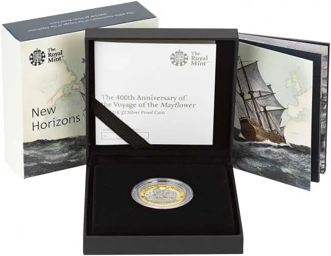 2020 400th Anniversary of the Voyage of the Mayflower Silver Proof £2 Coin in box