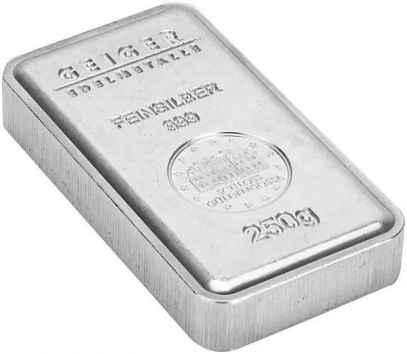 Silver 250 Gram  Bar Without Cert Pre-Owned GEIGER side view