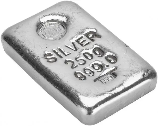 Silver 250 Gram Emirates Bar Without Cert Pre-Owned Emirates Fine Gold side view