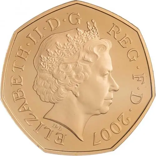 2007 100th Anniversary Scouts Gold 50 Pence Gold Proof Coin Obverse