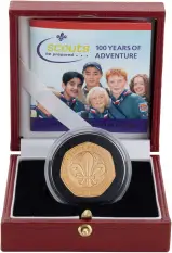 2007 100th Anniversary Scouts Gold 50 Pence Gold Proof Coin Display Box