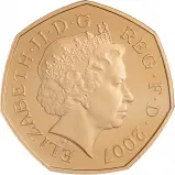 2007 100th Anniversary Scouts Gold 50 Pence Gold Proof Coin Obverse