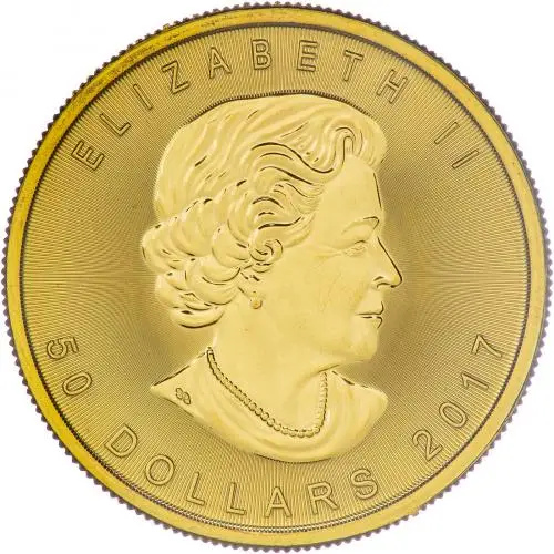 2017 Gold Uncirculated 1 Ounce Maple Coin Single Minty Canada Royal Canadian Mint Obverse