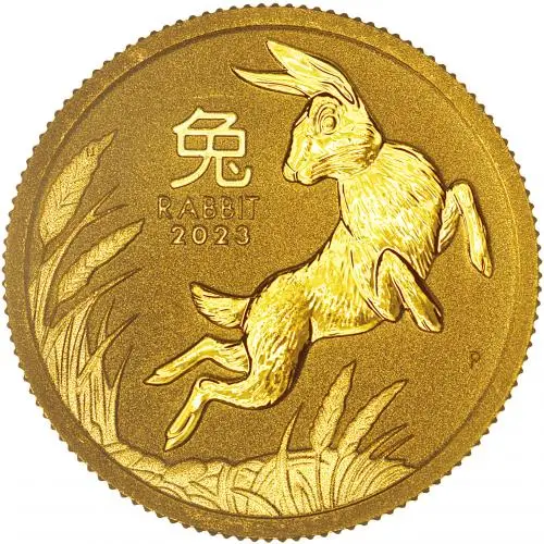 PHYSICAL BIN Gold Bullion 0.1 Ounce Lunar Best Value  Coin Single Secondary Market United Kingdom reverse