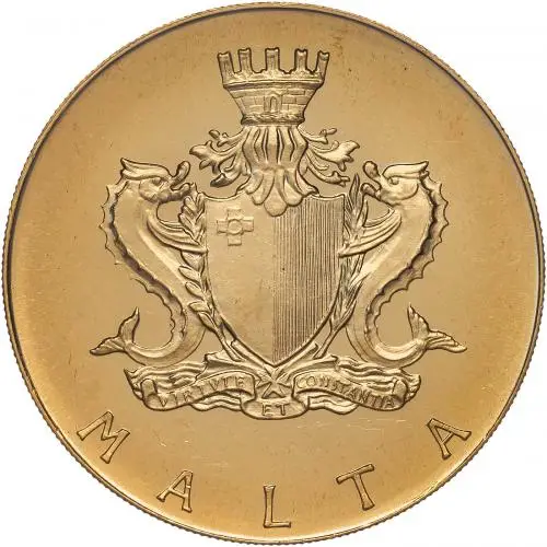 1972 Neptune Gold Malta Bullion Coin reverse