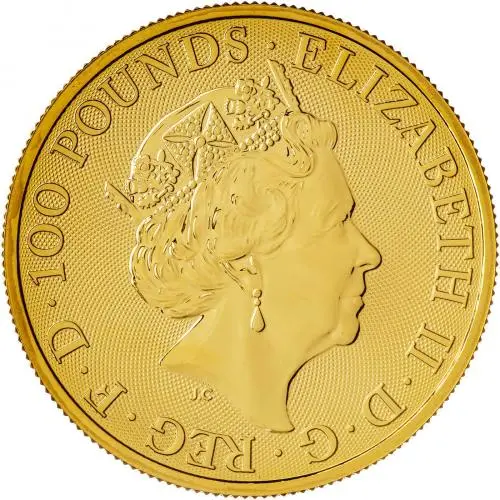 2020 Gold Bullion Ungraded 1 Ounce Royal Arms £100  Coin Single United Kingdom The Royal Mint obverse