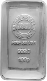 Silver 100g Bar Sharps Pixley - Pre-Owned