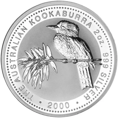 2000 Silver Bullion 2 Ounce Kookaburra Coin - Perth Mint reverse