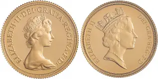 1979 - 1986 Gold Proof Sovereign Elizabeth II 8 Coin Set Obverse Designs