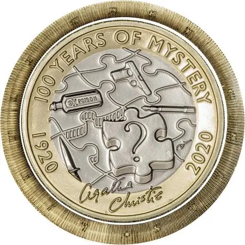 2020 Agatha Christie: 100 Years of Mystery Brilliant Uncirculated £2 Coin rim inscription
