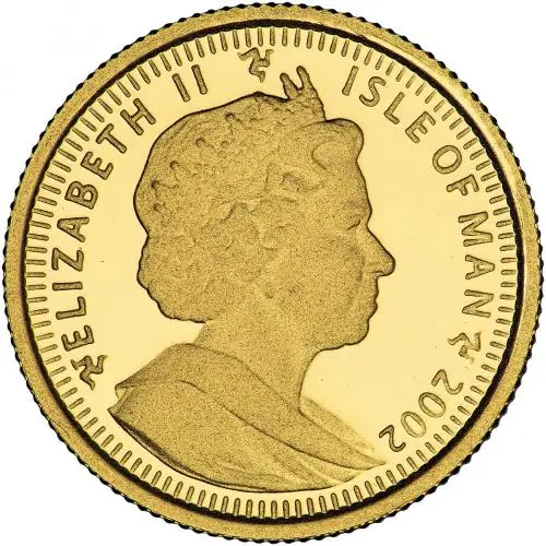 2002 Gold Proof 1/25 Ounce Harry Potter Crown  Coin Single Isle of Man obverse