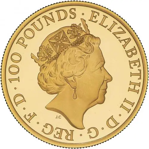 2017 Gold Proof 1 Ounce Queen's Beasts Lion of England £100  Coin United Kingdom The Royal Mint obverse