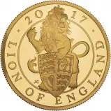 2017 Gold Proof 1 Ounce Queen's Beasts Lion of England £100  Coin United Kingdom The Royal Mint reverse