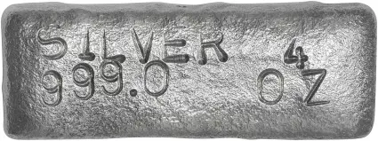 Silver Bullion Ungraded 4 Ounce  Bar with Cert Pre-Owned Metalor reverse