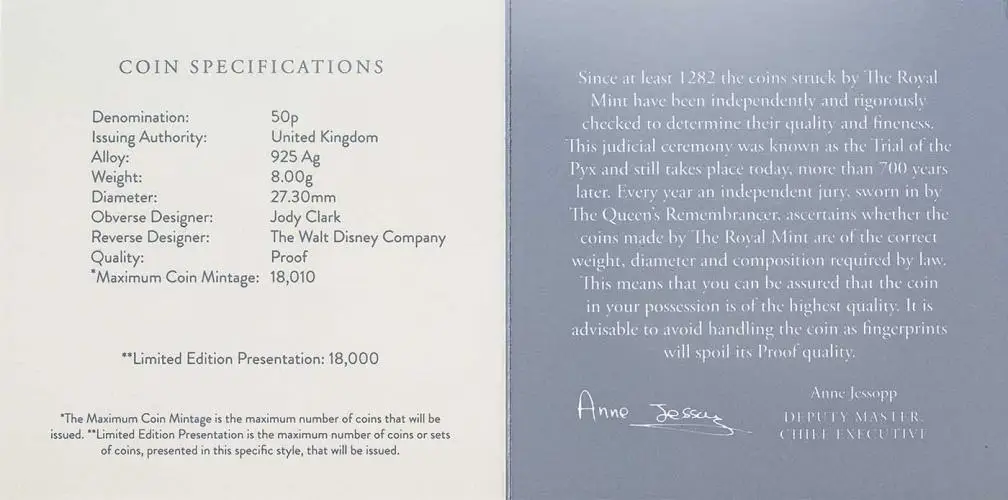 2020 Winnie The Pooh Silver Proof 50p Coin specs and info