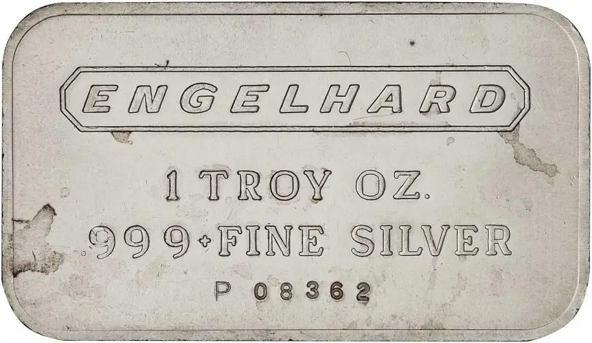 Silver Bullion Ungraded 1 Ounce  Bar Pre-Owned Engelhard 2