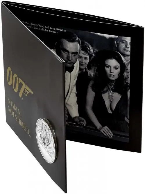 2020 James Bond 007 Shaken Not Stirred BU £5 Coin side view