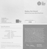 2020年 銀貨 007 Shaken Not Stirred PF70 NGC PF70 FR 2020 UK G.Britain 007 James Bond-Shaken Not