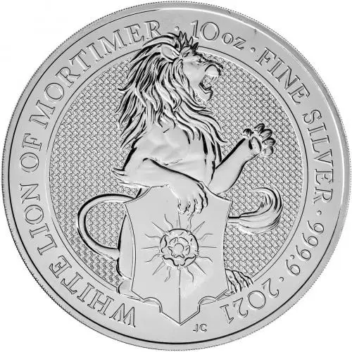 2021 10 oz Silver Bullion Queen's Beasts Coin - White Lion of Mortimer reverse