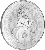 2021 10 oz Silver Bullion Queen's Beasts Coin - White Lion of Mortimer side view