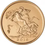 2016 Gold BU Quintuple Sovereign Elizabeth II £5  Coin Single United Kingdom The Royal Mint reverse