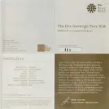 2016 Gold BU Quintuple Sovereign Elizabeth II £5  Coin Single United Kingdom The Royal Mint with cert