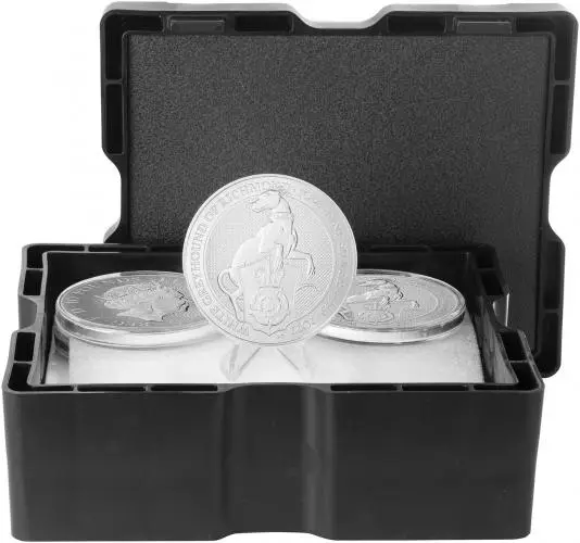 2022 10 oz Silver Queen's Beasts Bullion Coin - White Greyhound of Richmond monster box