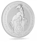 2022 10 oz Silver Queen's Beasts Bullion Coin - White Greyhound of Richmond side view