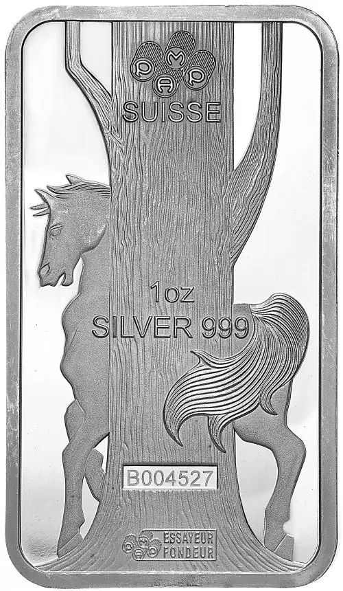 PAMP Lunar 'Year of the Horse' 1 oz Silver Bar (Pre-Owned) obverse
