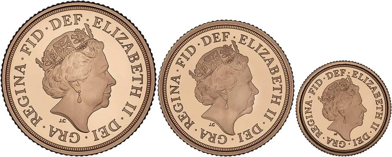 2021 3-Coin Standard Gold Proof Sovereign Set obverse