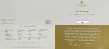 2021 3-Coin Standard Gold Proof Sovereign Set certificate specifications and information
