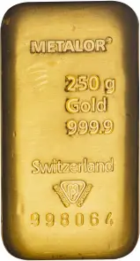 250g Gold Bar Metalor - Pre-Owned
