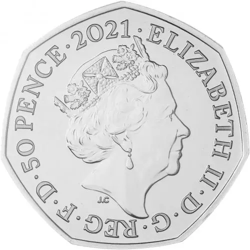 2021 50th Anniversary of Decimal Day BU 50p Coin obverse