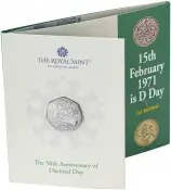 2021 50th Anniversary of Decimal Day BU 50p Coin in card