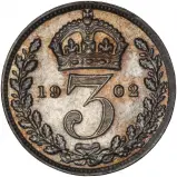 1902 Silver Edward VII Threepence Graded