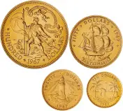 1967 Bahamas Gold Uncirculated Coin Set Adoption of New Constitution - 4 Coins reverse designs